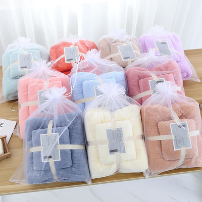 Korallenfleece Kühlturkisches Handtuch-Set 5 Sterne Farbenfrohe Zero Twist Geschenksatz Badetuch