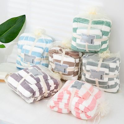 Custom Green Microfiber Handtuch-Set mit hoher Dichte 2 Stück Korallen Samt 70*140cm 35*75cm
