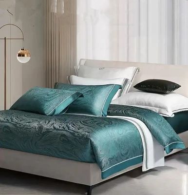 Rotationsbildschirmdruck Luxus 19mm Seiden-Baumwolle Jacquard 4Pcs Quilt Cover Bettwäsche Set