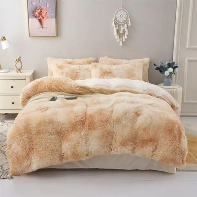 Blaue Krawatte Farbstoff Gradient schäbig warme Mink Samt Bettdecken Set für den Winter 500TC Geschenke