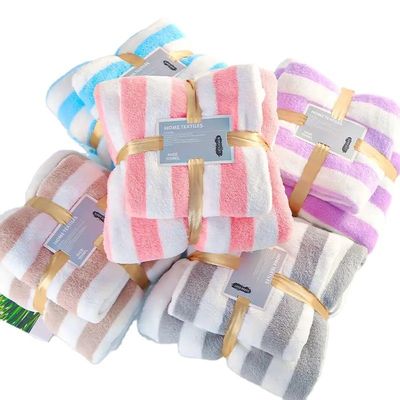 Weiches und absorbierendes Mikrofiberkorallenfleece-Kation-Badetuch-Set für alle Altersgruppen