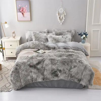 Blaue Krawatte Farbstoff Gradient schäbig warme Mink Samt Bettdecken Set für den Winter 500TC Geschenke