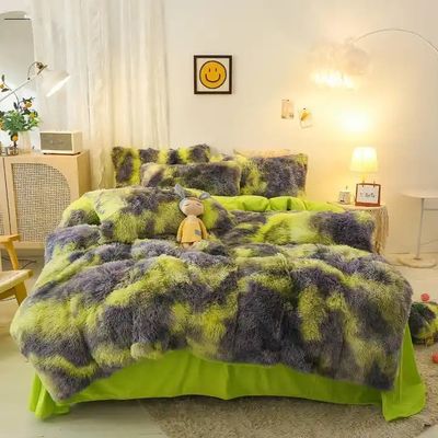 Blaue Krawatte Farbstoff Gradient schäbig warme Mink Samt Bettdecken Set für den Winter 500TC Geschenke
