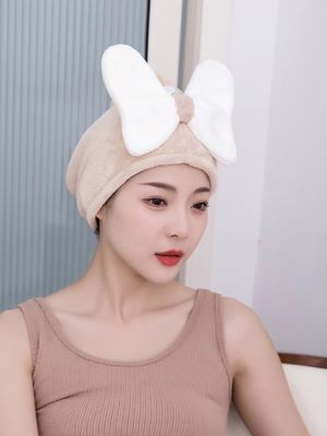 Superfeine Faser Cute Bogen Trockene Haarkappe für alle Altersgruppen Schnelle Absorption Damen Haartücher