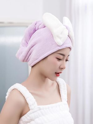 Superfeine Faser Cute Bogen Trockene Haarkappe für alle Altersgruppen Schnelle Absorption Damen Haartücher