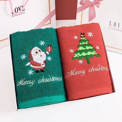 Weihnachtsgeschenk-Box 100% Baumwollhandtuch-Set mit gestricktem Design und kundenspezifischer Stickerei