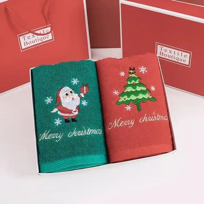 Weihnachtsgeschenk-Box 100% Baumwollhandtuch-Set mit gestricktem Design und kundenspezifischer Stickerei