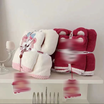 Super starke Wasserabsorption Heim Baby Badetuch Set Korallen Samt Set mit Cartoon-Muster