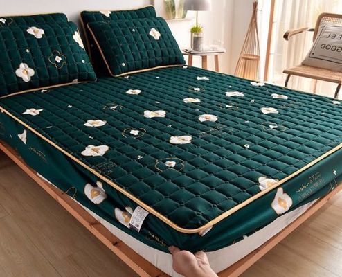 Zuhause Quilted Fittings Custom Printed Brushed Matratzschützer für Bettschutz Pad
