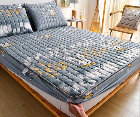 Zuhause Quilted Fittings Custom Printed Brushed Matratzschützer für Bettschutz Pad