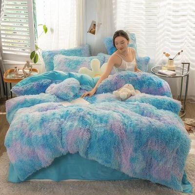 Full-Size-Bettwäsche mit Pflanzenmuster und Reaktionsdruck in Mink-Velvet-Material