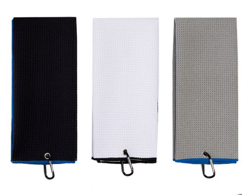 Custom Printed Logo Mikrofiber Golf Handtuch mit Waffeldesign und Haken 30*50cm/40*60cm