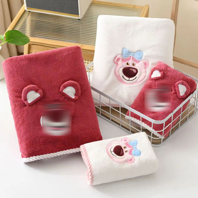 3D Erdbeerhandtuch Badehandtuch Korallenfleece Weiches Absorptionsmittel Kinderbadehandtuch