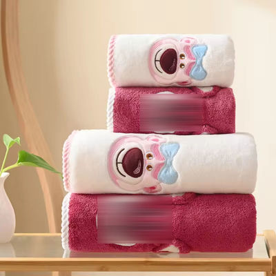 3D Erdbeerhandtuch Badehandtuch Korallenfleece Weiches Absorptionsmittel Kinderbadehandtuch