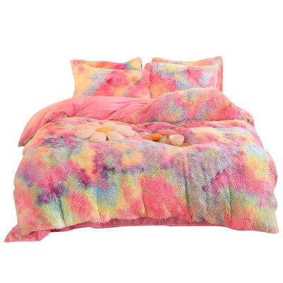 Regenbogenfarbe Luxus schäbig super weich warme Mink Samt Kristall Samt Bettwäsche Sets