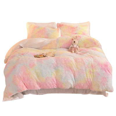 Regenbogenfarbe Luxus schäbig super weich warme Mink Samt Kristall Samt Bettwäsche Sets