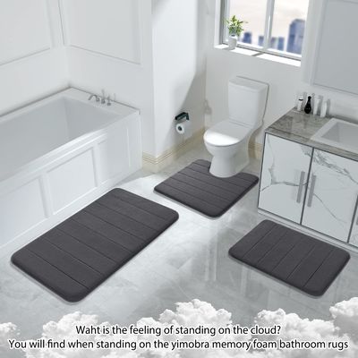 Komfortable und langlebige Rechteck-Gedächtnisfoam-Badmatte Teppich 3pcs Badezimmer Fußbodenteppiche