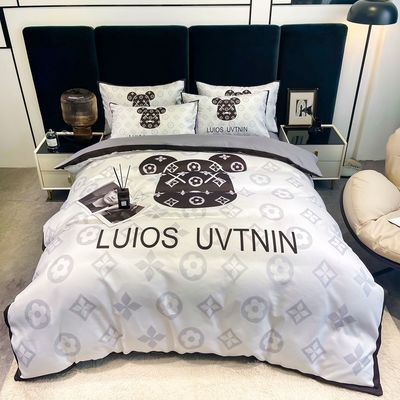 50 Stoffzahlen Bürstenbaumwolle 4-in-1-Bettwäsche Set Weiß Königgröße Decke Deckel Bettwäsche