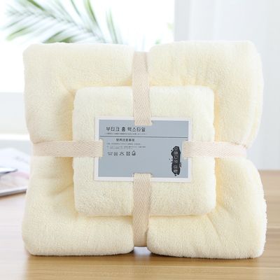 Jeder Altersgruppe kundenspezifisches Logo Korallen Fleece Handtuch Set 2 Stück Mikrofiber Handtuch