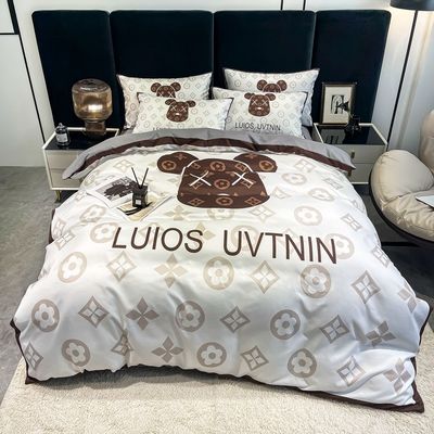 50 Stoffzahlen Bürstenbaumwolle 4-in-1-Bettwäsche Set Weiß Königgröße Decke Deckel Bettwäsche