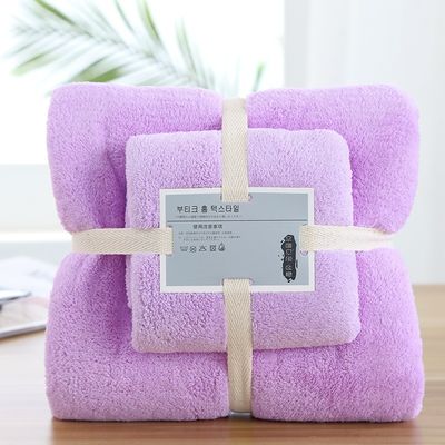 Jeder Altersgruppe kundenspezifisches Logo Korallen Fleece Handtuch Set 2 Stück Mikrofiber Handtuch