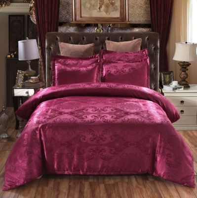 Broderierte Satin-Bettwäsche im europäischen Stil 3 Stück Bettdecke Bettwäsche Kissenkoffer