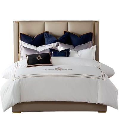 Custom Cotton Hotel Bettwäsche Set mit Percale europäischen Stil und Luxus Stickerei Logo