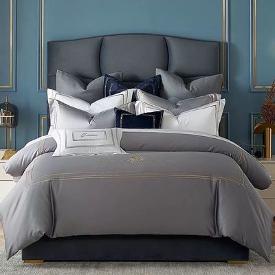 Custom Cotton Hotel Bettwäsche Set mit Percale europäischen Stil und Luxus Stickerei Logo