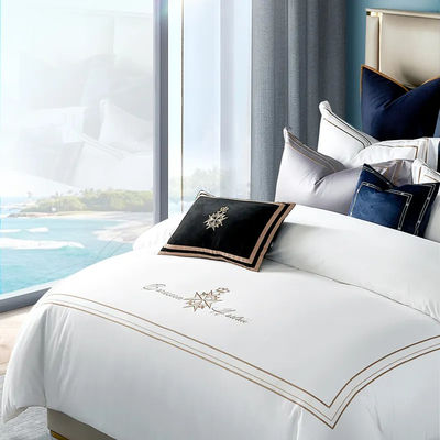 Custom Cotton Hotel Bettwäsche Set mit Percale europäischen Stil und Luxus Stickerei Logo