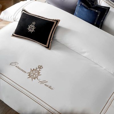 Custom Cotton Hotel Bettwäsche Set mit Percale europäischen Stil und Luxus Stickerei Logo