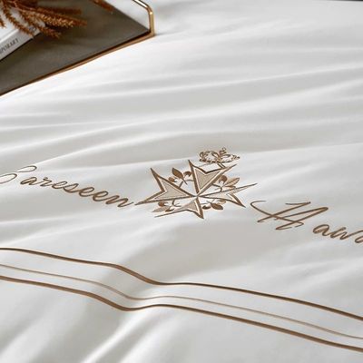 Custom Cotton Hotel Bettwäsche Set mit Percale europäischen Stil und Luxus Stickerei Logo