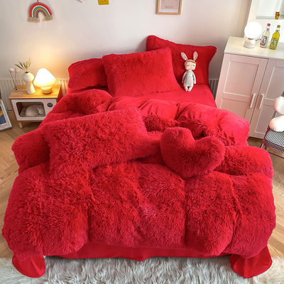 Einfach gefärbt, modern, massiv gefärbt, Mink Velvet Vierstückset, Winter-Plüsch, warmes Bettzeug.