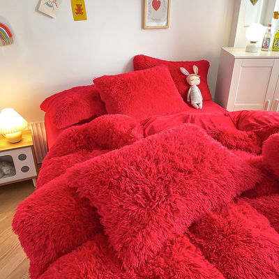 Einfach gefärbt, modern, massiv gefärbt, Mink Velvet Vierstückset, Winter-Plüsch, warmes Bettzeug.