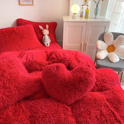 Einfach gefärbt, modern, massiv gefärbt, Mink Velvet Vierstückset, Winter-Plüsch, warmes Bettzeug.
