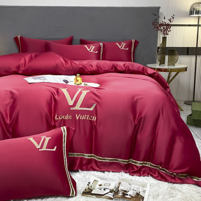 Luxus Stickerei Waschbaumwolle Seide 4 Stück King Size Bettwäsche Set für elegante Wohnkultur