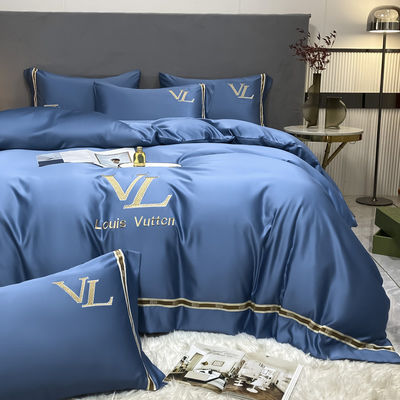 Luxus Stickerei Waschbaumwolle Seide 4 Stück King Size Bettwäsche Set für elegante Wohnkultur