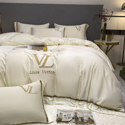 Luxus Stickerei Waschbaumwolle Seide 4 Stück King Size Bettwäsche Set für elegante Wohnkultur