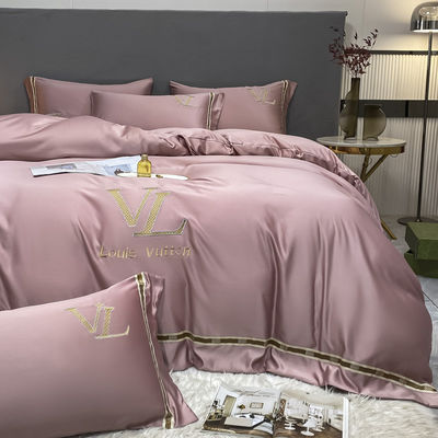Luxus Stickerei Waschbaumwolle Seide 4 Stück King Size Bettwäsche Set für elegante Wohnkultur