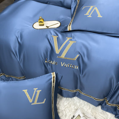 Luxus Stickerei Waschbaumwolle Seide 4 Stück King Size Bettwäsche Set für elegante Wohnkultur