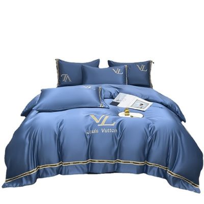 Luxus Stickerei Waschbaumwolle Seide 4 Stück King Size Bettwäsche Set für elegante Wohnkultur