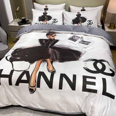 200TC All-Season Luxus Bettwäsche King-Size Bettwäsche Set mit Mode-Name Design