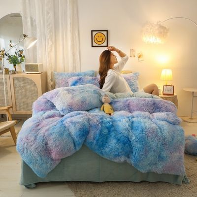 Verdickte Designer-Bettwäsche-Sets 3-stückige warme Farbmatching Plush-Dücke für die Hochzeit zu Hause