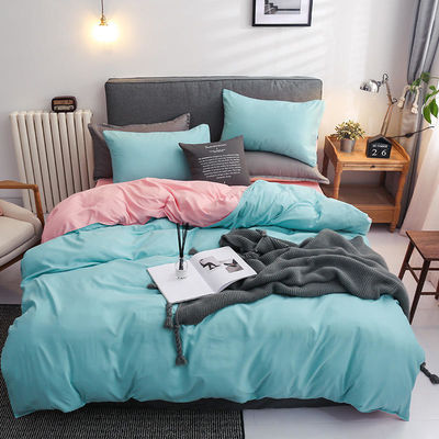 Kontrastfarbe 4 Stück Mikrofaser-Bettwäsche für Kingsize-Bett