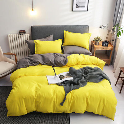 Kontrastfarbe 4 Stück Mikrofaser-Bettwäsche für Kingsize-Bett