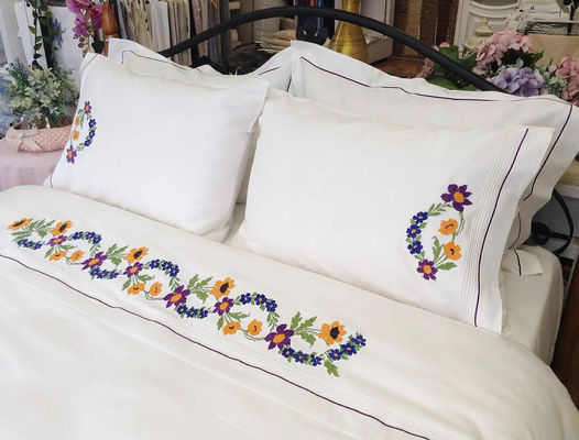 Nantong Luxus Bettwäsche Set mit Stich Stickerei Abdeckungen Für King Size Bett