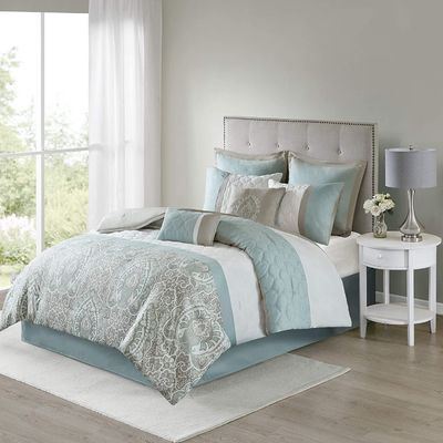 Blütendruck Luxus Bettwäsche Set für Königin Größe Bett 7 Stück Bettdecke Set