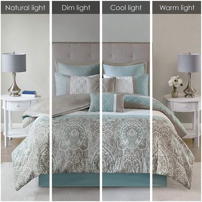 Blütendruck Luxus Bettwäsche Set für Königin Größe Bett 7 Stück Bettdecke Set