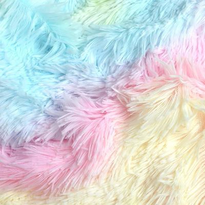 200TC Fadenzähler Bettwäsche Set Falsches Fell Decke Mink Regenbogen Pluss Flauschig Luxus-Fitted Laken Set