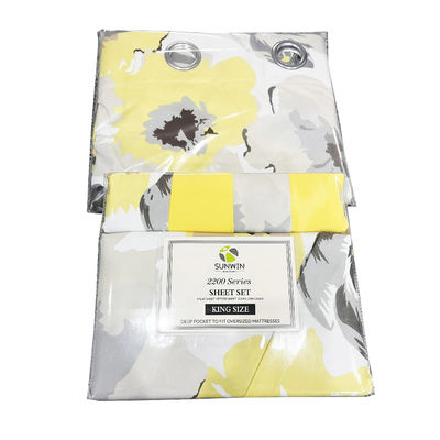 Zuhause 100% Polyester Gelb Floral Print Bettwäsche Set mit 2 Vorhänge 8 Stück