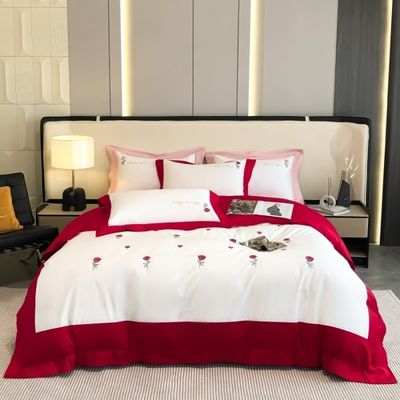Exquisite Stickerei Handwerk 100% Baumwolle Quilt Bettwäsche Set für komfortablen Schlaf 4 Stück